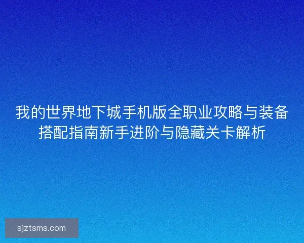 我的世界地下城手机版全职业攻略与装备搭配指南新手进阶与隐藏关卡解析