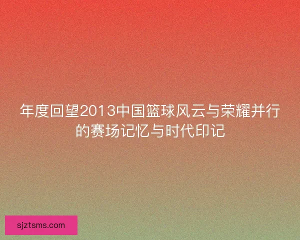 年度回望2013中国篮球风云与荣耀并行的赛场记忆与时代印记